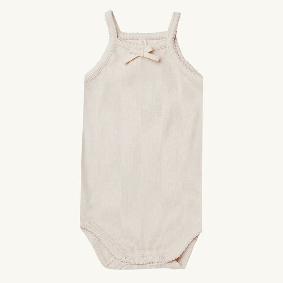 NWT - Quincy Mae ORGANIC cream ribbed tank bodysuit - Picture 1 of 1